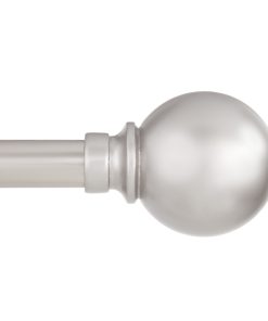 Kenney Mercer Brushed Nickel Silver Ball Curtain Rod 66 in. L X 120 in. L