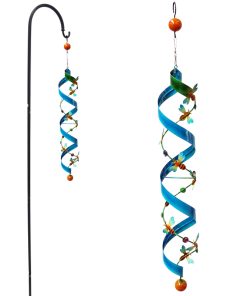 Alpine Multicolored Iron 84 in. H Bee with Shepherd Hook Garden Stake Spinner